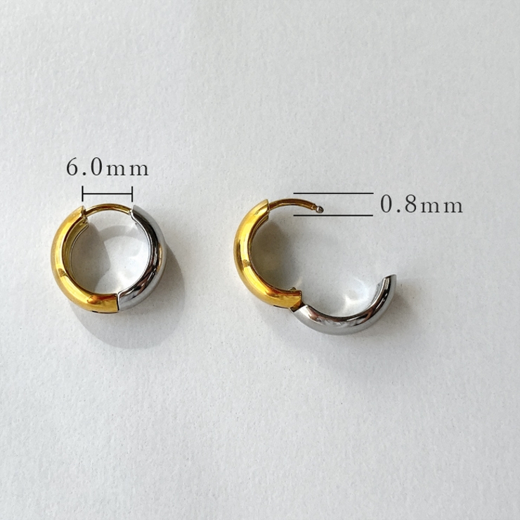 バイカラーステンレスロールフープピアス サージカルステンレス アレルギー対応 | FACION | 詳細画像5 