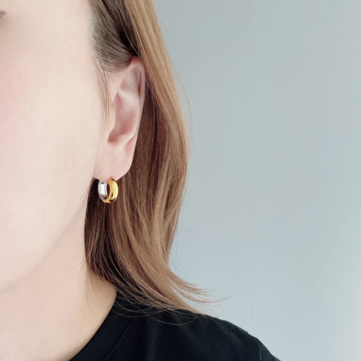 バイカラーステンレスロールフープピアス サージカルステンレス アレルギー対応 | FACION | 詳細画像6 