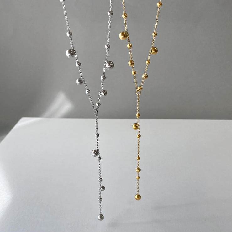 ドットY字チェーンステンレスネックレス アレルギー対応 サージカルステンレス | FACION | 詳細画像1 