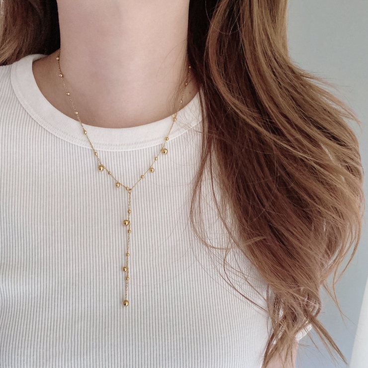 ドットY字チェーンステンレスネックレス アレルギー対応 サージカルステンレス | FACION | 詳細画像8 