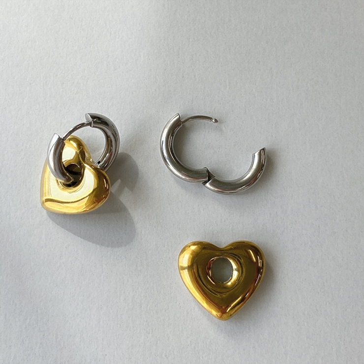 バイカラーハート付2WAYフープピアス レディース 女性用 | FACION | 詳細画像5