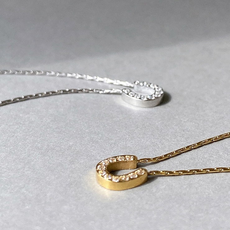 ミニ馬蹄ストーン付ステンレスネックレス アレルギ対応 金属アレルギー | FACION | 詳細画像2 