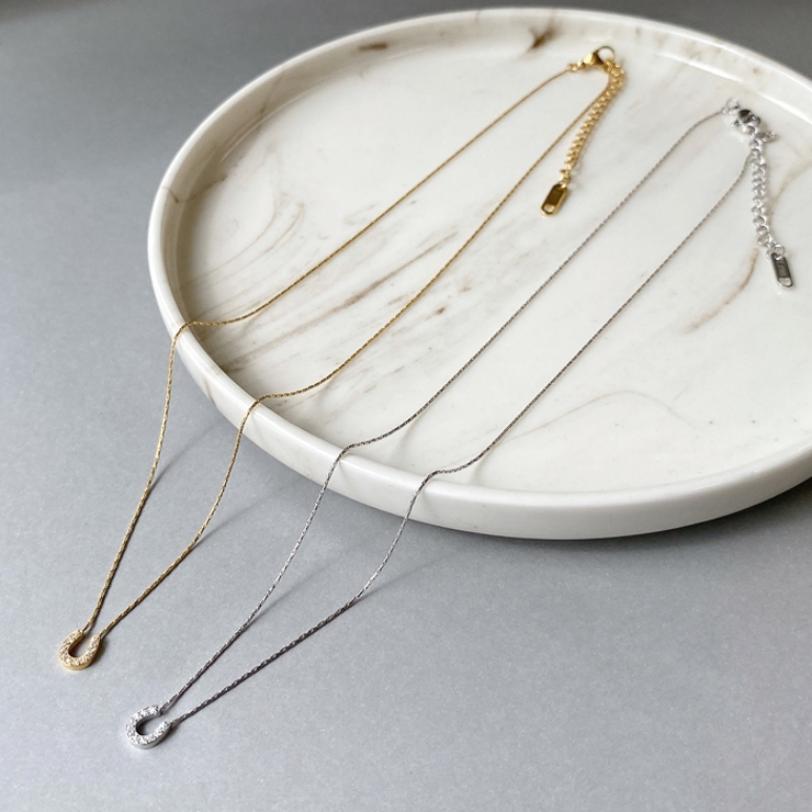 ミニ馬蹄ストーン付ステンレスネックレス アレルギ対応 金属アレルギー | FACION | 詳細画像3 