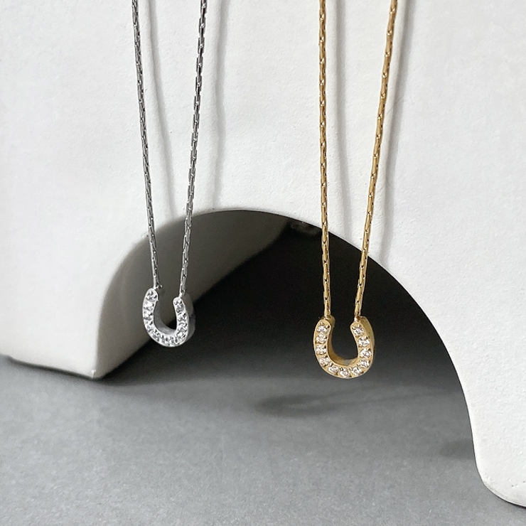 ミニ馬蹄ストーン付ステンレスネックレス アレルギ対応 金属アレルギー | FACION | 詳細画像1 