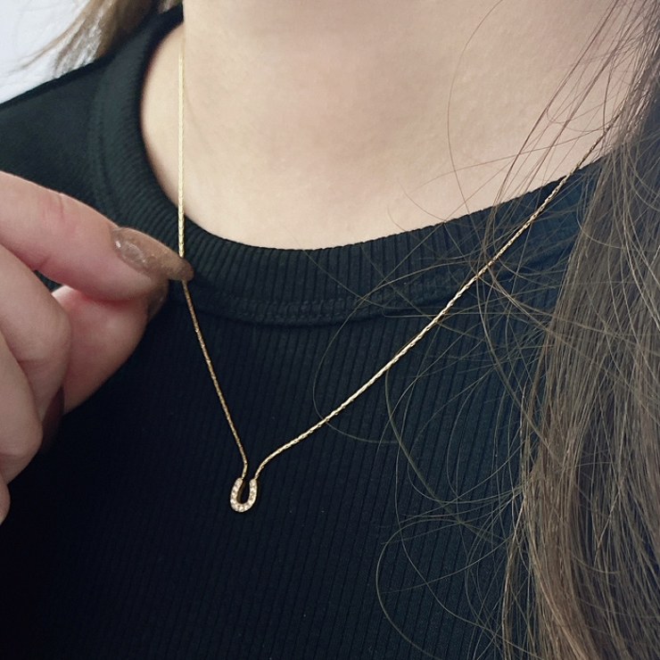 ミニ馬蹄ストーン付ステンレスネックレス アレルギ対応 金属アレルギー | FACION | 詳細画像9 