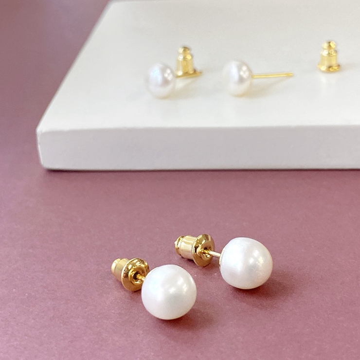 一粒淡水パールスタッドピアス ラウンド 真珠 | FACION | 詳細画像2 