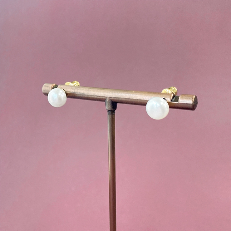 6mm | 一粒淡水パールスタッドピアス ラウンド 真珠 | FACION