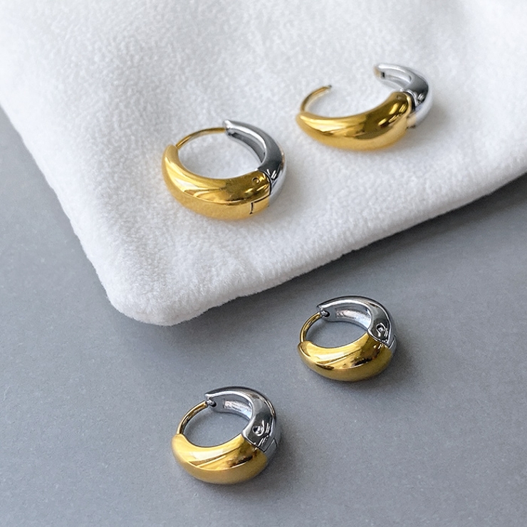 バイカラードロップフープステンレスピアス アレルギー対応 つけっぱなし | FACION | 詳細画像6 