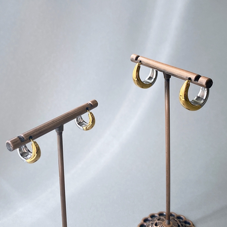 バイカラードロップフープステンレスピアス アレルギー対応 つけっぱなし | FACION | 詳細画像3 