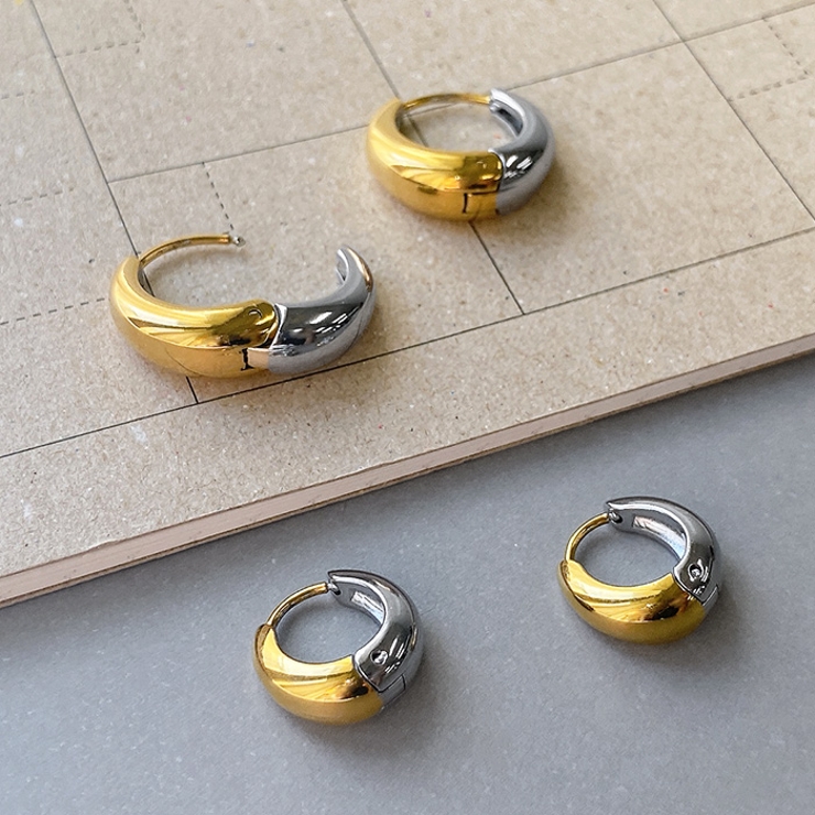 バイカラードロップフープステンレスピアス アレルギー対応 つけっぱなし | FACION | 詳細画像5 