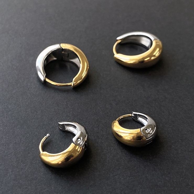 バイカラードロップフープステンレスピアス アレルギー対応 つけっぱなし | FACION | 詳細画像1 