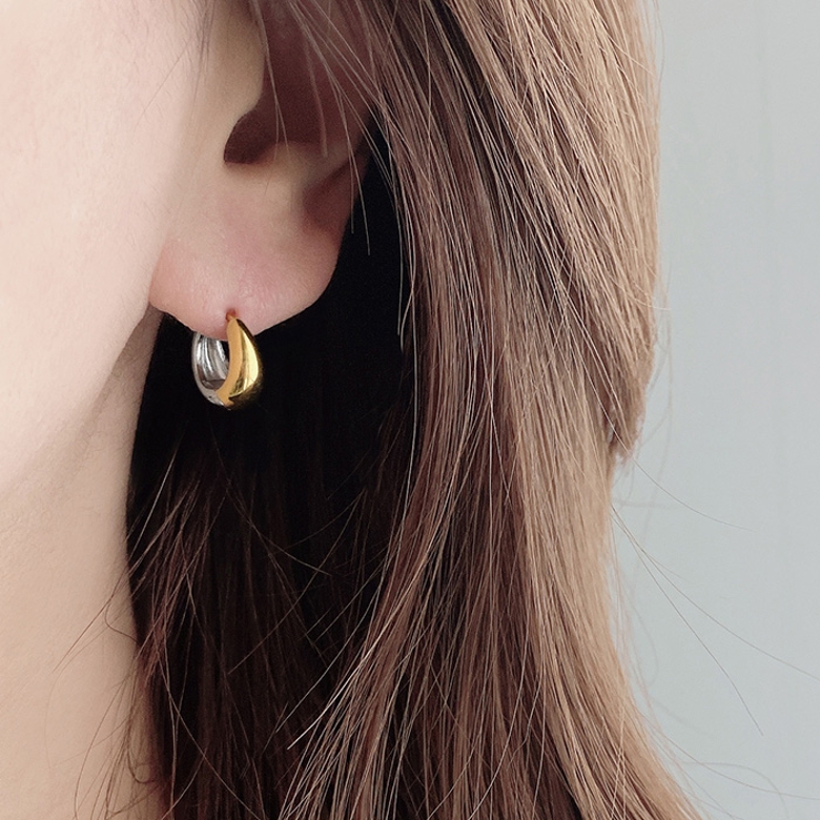 バイカラードロップフープステンレスピアス アレルギー対応 つけっぱなし | FACION | 詳細画像7 