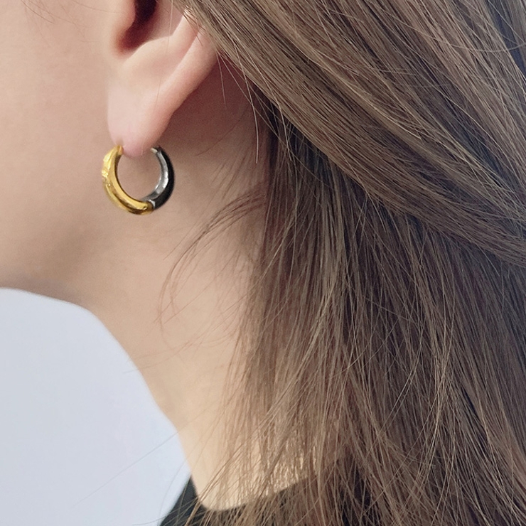 バイカラードロップフープステンレスピアス アレルギー対応 つけっぱなし | FACION | 詳細画像10 