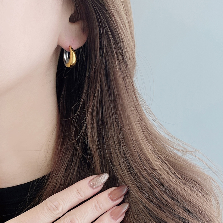 バイカラードロップフープステンレスピアス アレルギー対応 つけっぱなし | FACION | 詳細画像11 