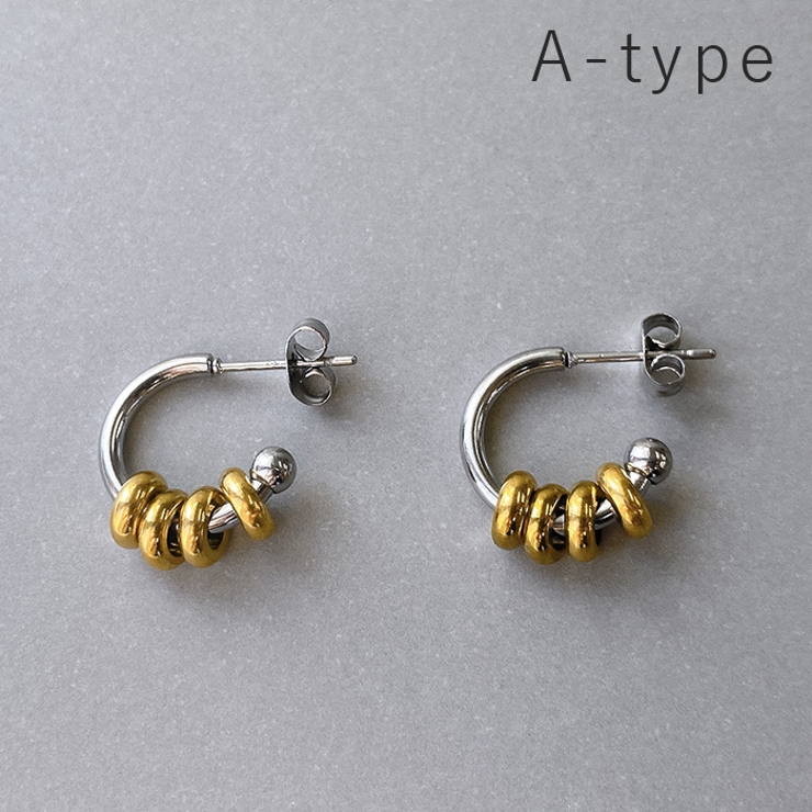 A-type | バイカラーリング付ステンレススリムフープピアス アレルギー対応 つけっぱなし | FACION