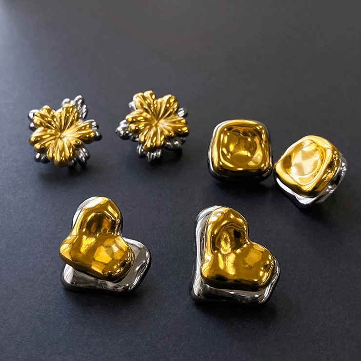 バイカラー大ぶりデザインステンレスピアス 2WAY アレルギー対応 | FACION | 詳細画像1 