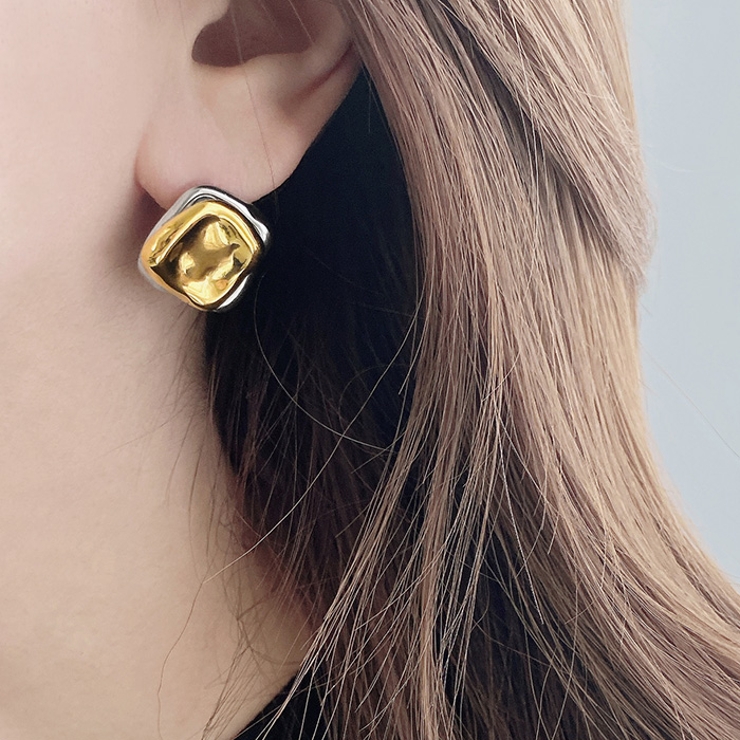 バイカラー大ぶりデザインステンレスピアス 2WAY アレルギー対応 | FACION | 詳細画像6 