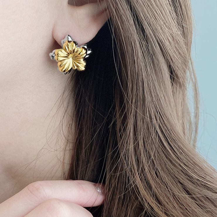 バイカラー大ぶりデザインステンレスピアス 2WAY アレルギー対応 | FACION | 詳細画像10 