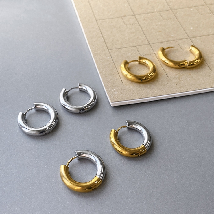 チャンキーメタルフープステンレスピアス アレルギー対応 サージカルステンレス | FACION | 詳細画像5 