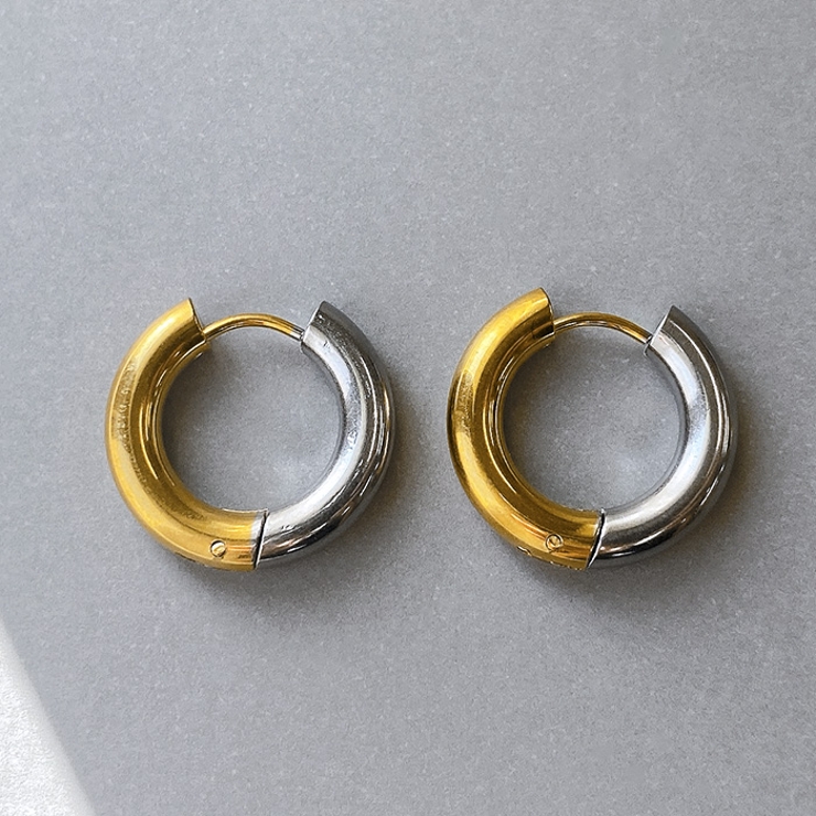 バイカラー | チャンキーメタルフープステンレスピアス アレルギー対応 サージカルステンレス | FACION