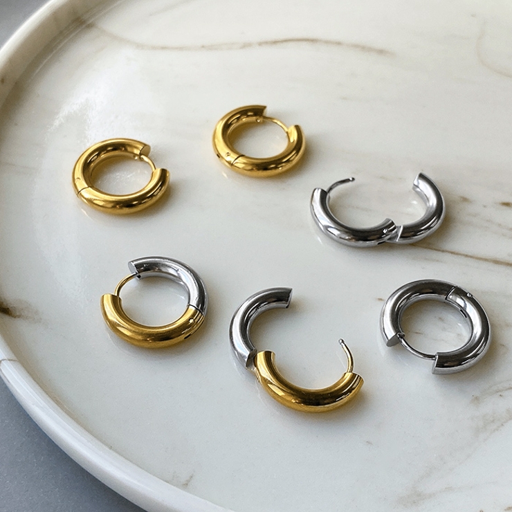 チャンキーメタルフープステンレスピアス アレルギー対応 サージカルステンレス | FACION | 詳細画像3 
