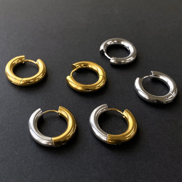 チャンキーメタルフープステンレスピアス アレルギー対応 サージカルステンレス | FACION | 詳細画像1 