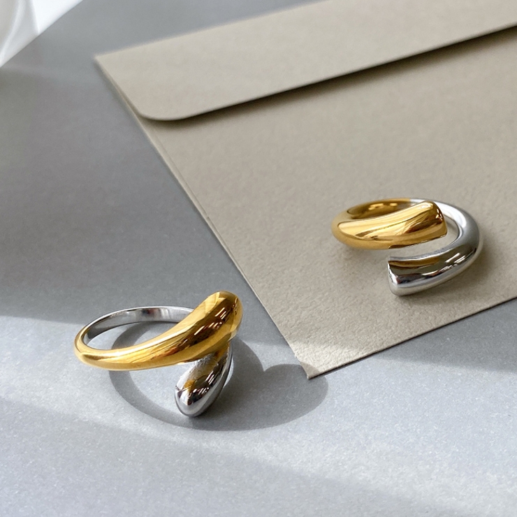 バイカラードロップステンレスフォークリング アレルギー対応 つけっぱなし | FACION | 詳細画像3 