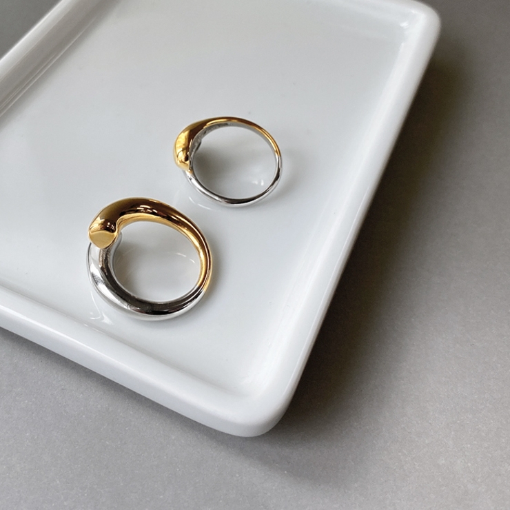 バイカラードロップステンレスフォークリング アレルギー対応 つけっぱなし | FACION | 詳細画像2 