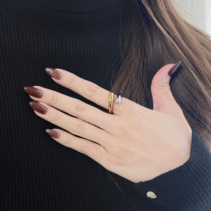 バイカラードロップステンレスフォークリング アレルギー対応 つけっぱなし | FACION | 詳細画像7 