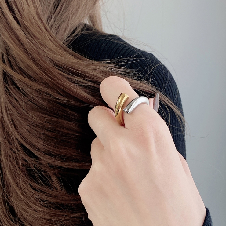 バイカラードロップステンレスフォークリング アレルギー対応 つけっぱなし | FACION | 詳細画像8 