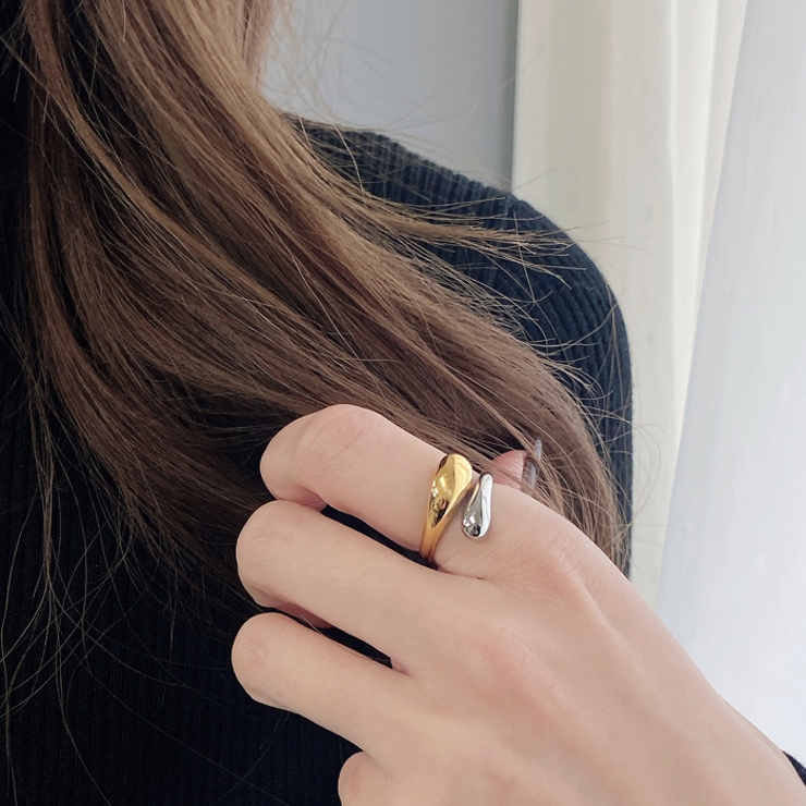 バイカラードロップステンレスフォークリング アレルギー対応 つけっぱなし | FACION | 詳細画像9 