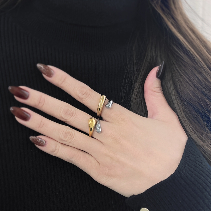 バイカラードロップステンレスフォークリング アレルギー対応 つけっぱなし | FACION | 詳細画像11 