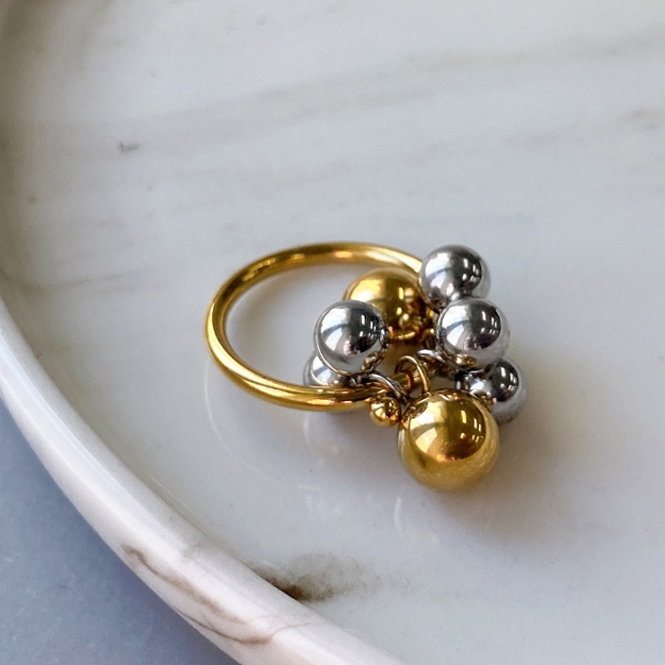 バイカラーメタルボールステンレスリング アレルギー対応 つけっぱなし | FACION | 詳細画像3 