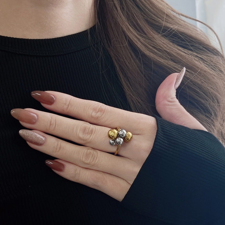 バイカラーメタルボールステンレスリング アレルギー対応 つけっぱなし | FACION | 詳細画像6 