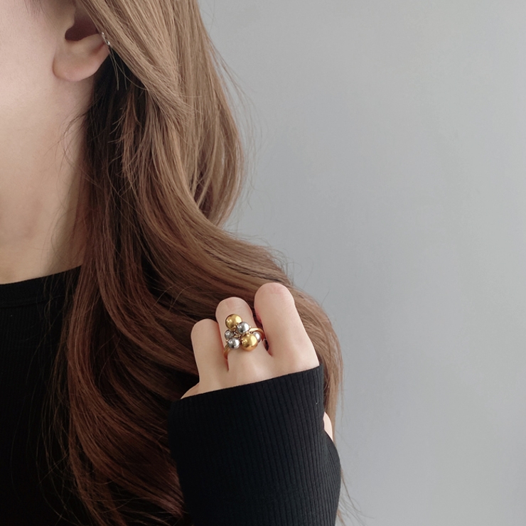 バイカラーメタルボールステンレスリング アレルギー対応 つけっぱなし | FACION | 詳細画像7 