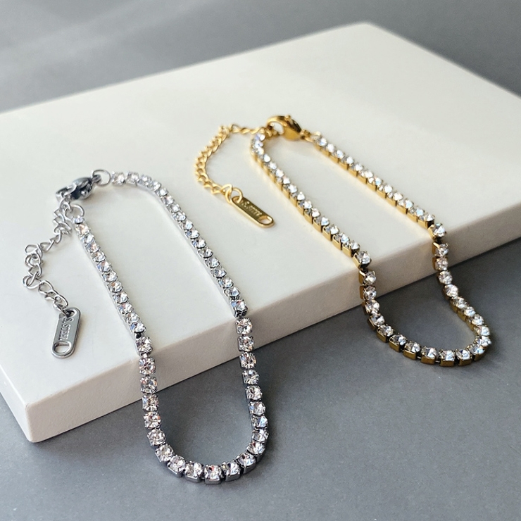 ステンレスストーン付テニスブレスレット 金属アレルギー つけっぱなし | FACION | 詳細画像5 