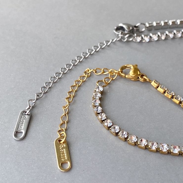 ステンレスストーン付テニスブレスレット 金属アレルギー つけっぱなし | FACION | 詳細画像3 