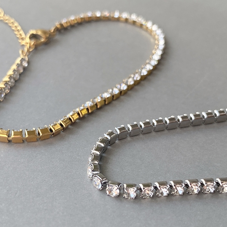 ステンレスストーン付テニスブレスレット 金属アレルギー つけっぱなし | FACION | 詳細画像4 