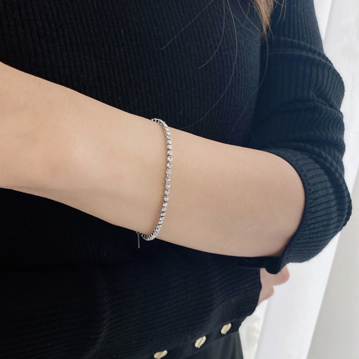 ステンレスストーン付テニスブレスレット 金属アレルギー つけっぱなし | FACION | 詳細画像6 