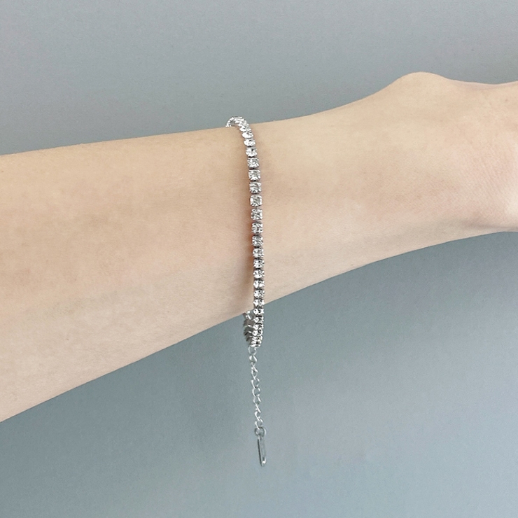 ステンレスストーン付テニスブレスレット 金属アレルギー つけっぱなし | FACION | 詳細画像9 