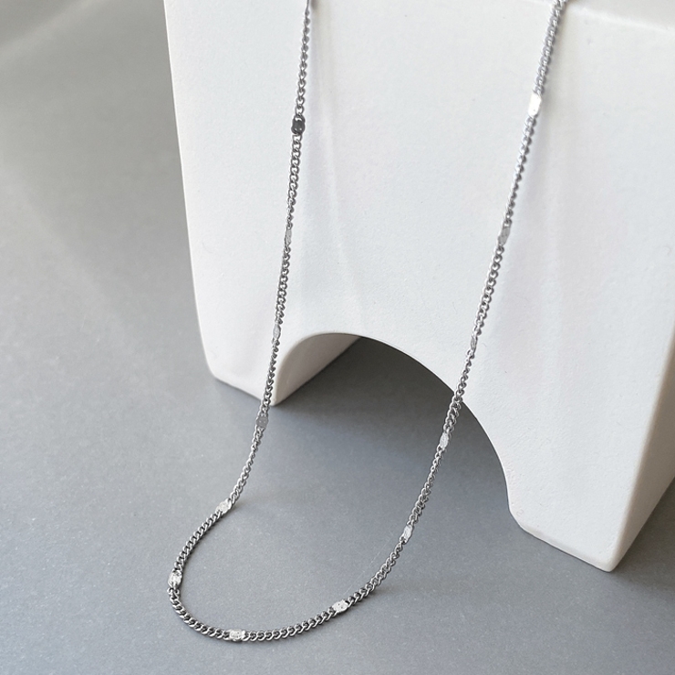 シルバー | フラットドットスリムステンレスチェーンネックレス アレルギー対応 | FACION