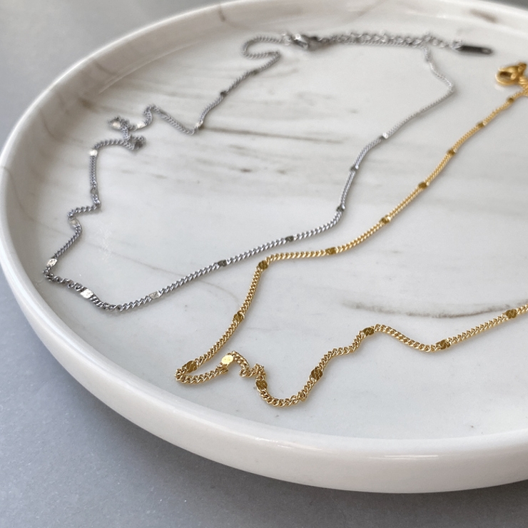 フラットドットスリムステンレスチェーンネックレス アレルギー対応 | FACION | 詳細画像3 