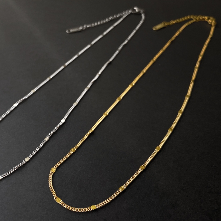 フラットドットスリムステンレスチェーンネックレス アレルギー対応 | FACION | 詳細画像1 