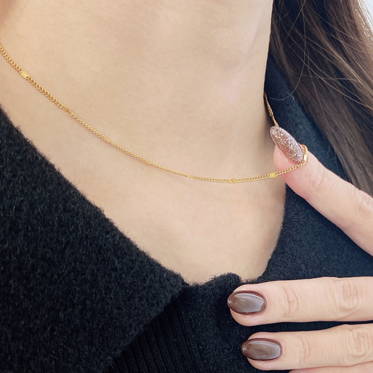 フラットドットスリムステンレスチェーンネックレス アレルギー対応 | FACION | 詳細画像7 