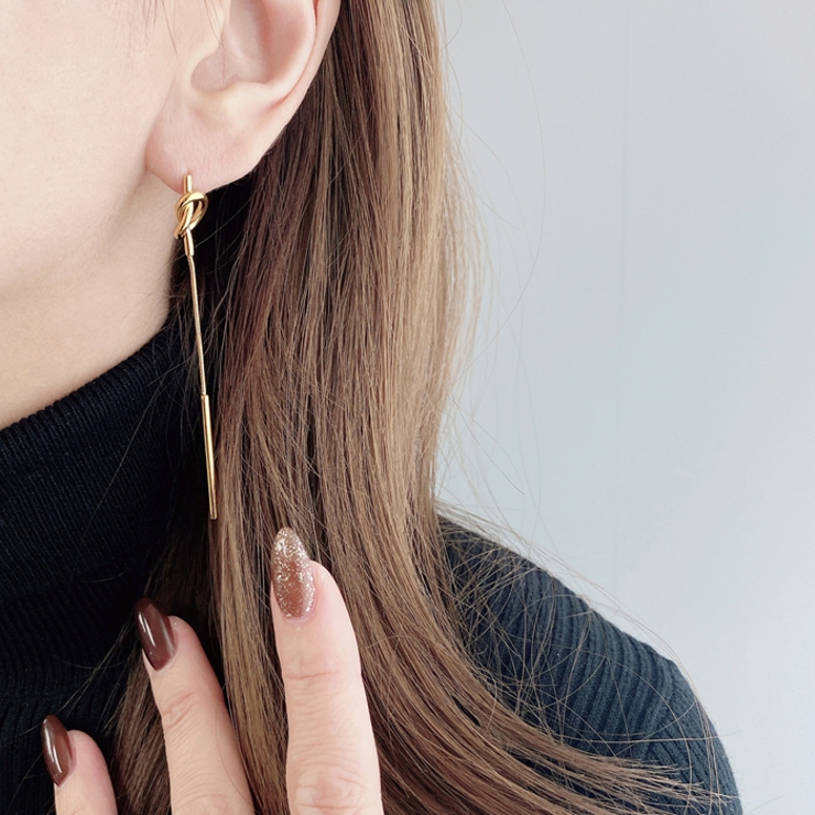 ノットラインチェーンステンレスピアス アレルギー対応 揺れる | FACION | 詳細画像6 