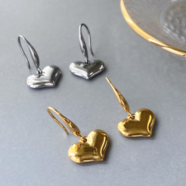 プランプハートステンレスフックピアス アレルギー対応 つけっぱなし | FACION | 詳細画像4 