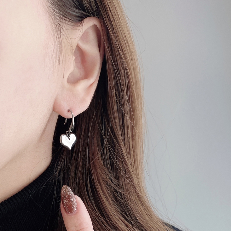 プランプハートステンレスフックピアス アレルギー対応 つけっぱなし | FACION | 詳細画像5 