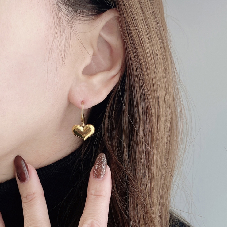 プランプハートステンレスフックピアス アレルギー対応 つけっぱなし | FACION | 詳細画像7 