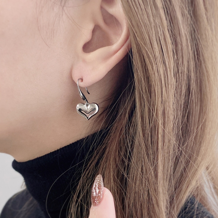 プランプハートステンレスフックピアス アレルギー対応 つけっぱなし | FACION | 詳細画像8 