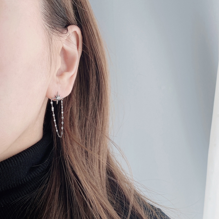 シャイニングスターチェーンステンレスピアス 金属アレルギー アレルギー対応 | FACION | 詳細画像5 